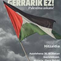 Hitzaldia: 'Elkarrizketa politikoa da bidea. Gerrarik ez! Palestina askatu!'
