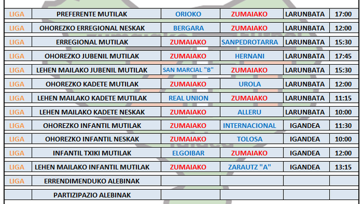 Asteburu honetako partidak Aita Mari futbol zelaian