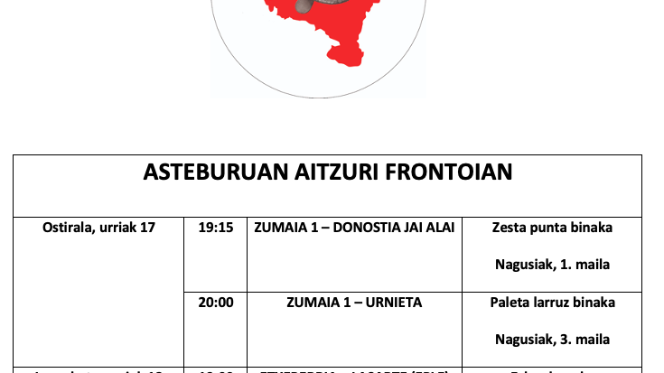 Aste honetako pilota partidak