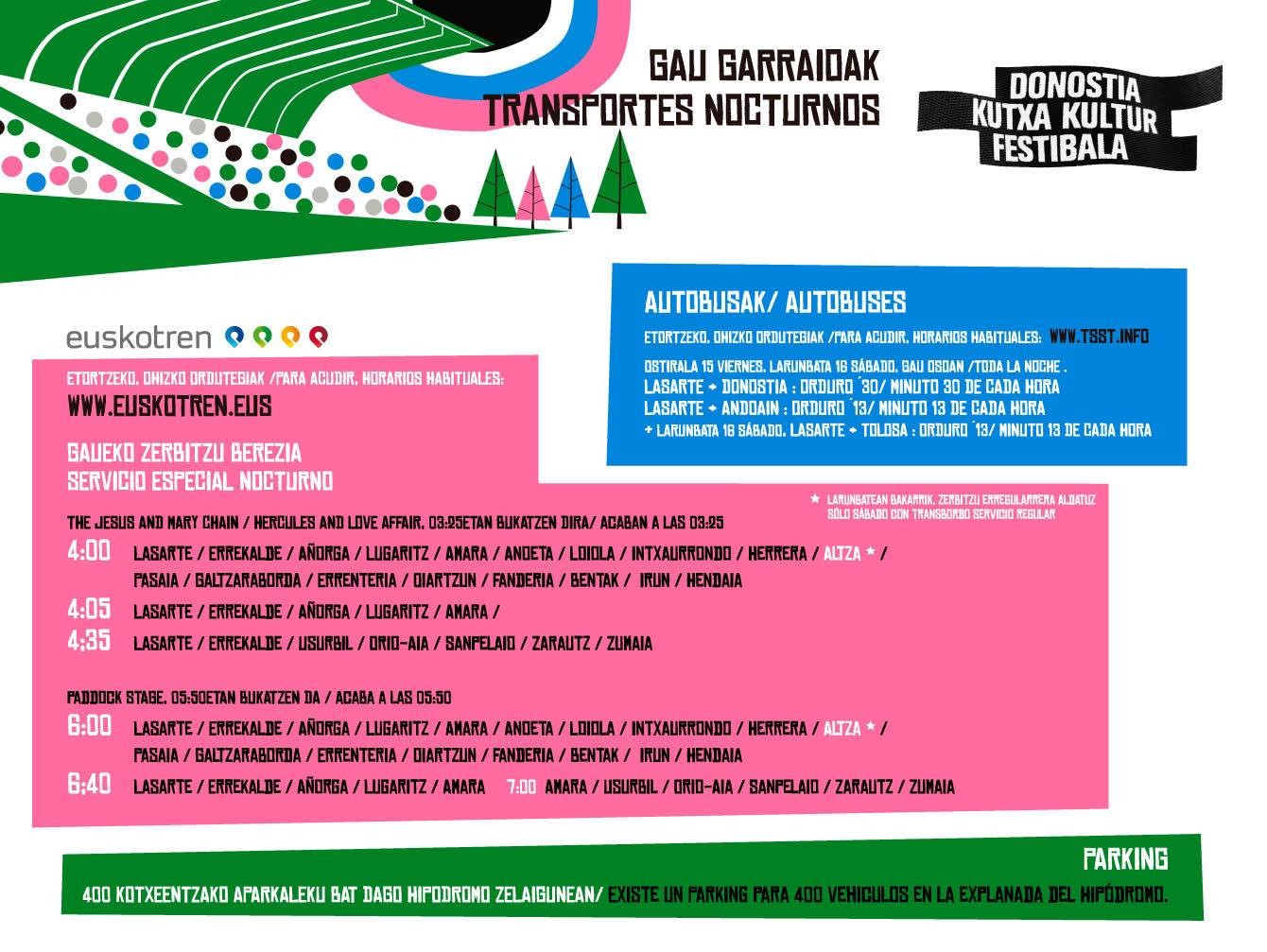 Tren zerbitzu berezia izango da Donostia Kutxa Kultur Festibaletik itzultzeko