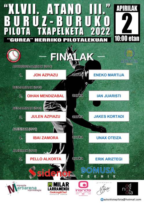 XLVII. Atano III.a buruz buruko pilota txapelketaren finalak