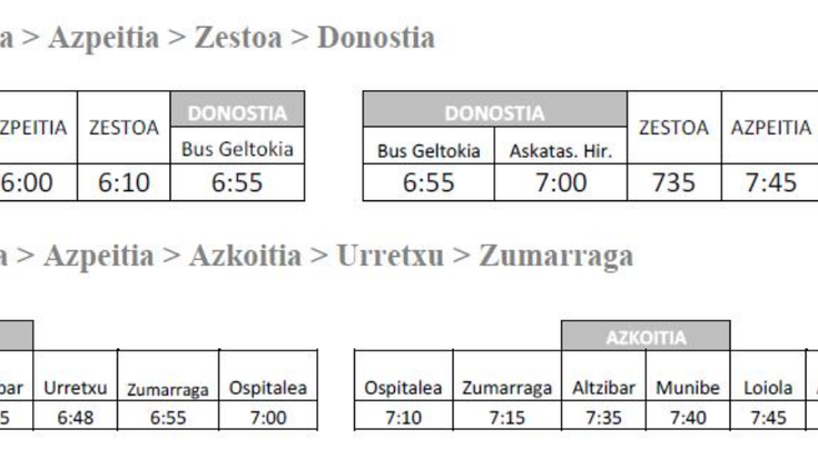 Abuztuko astegunetan autobus zerbitzu gehiago izango dira Azkoitia eta Donostia artean