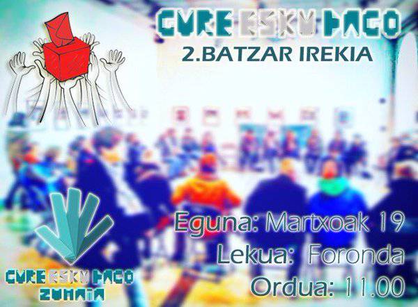 Zumaiako Gure Esku Dagoren bigarren batzarra egingo da bihar