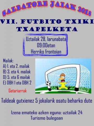 Salbatore jaietako futbito txiki txapelketan izena eman daiteke jada