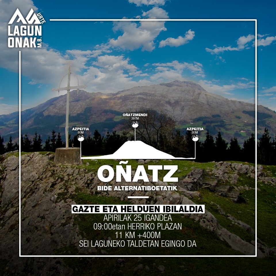 Igandean Oñatzera gaztetxoekin, hain ezagunak ez diren bideak erabiliz
