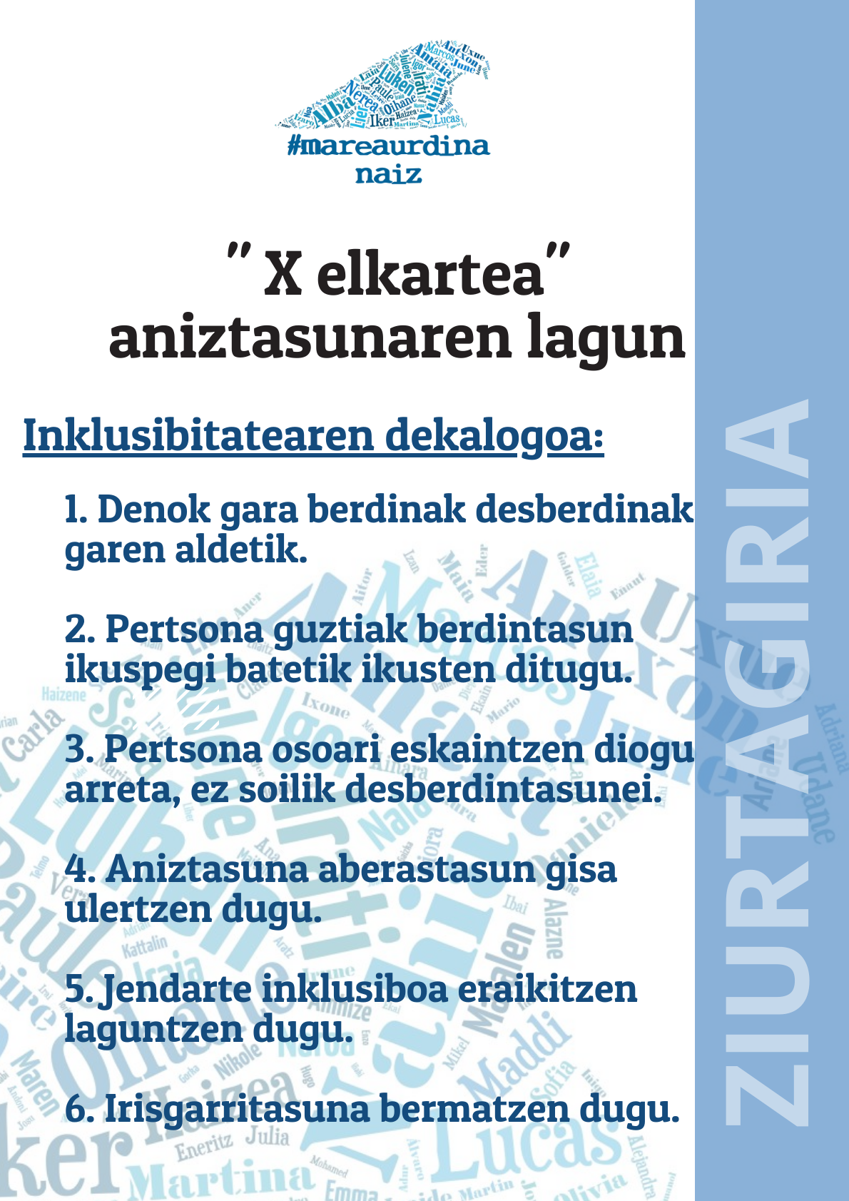 'Marea Urdina Naiz' ziurtagiria aurkeztu du Marea Urdinak
