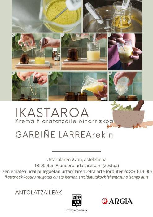 Ikastaroa: oinarrizko krema hidratatzailea nola egin, Garbiñe Larrearekin