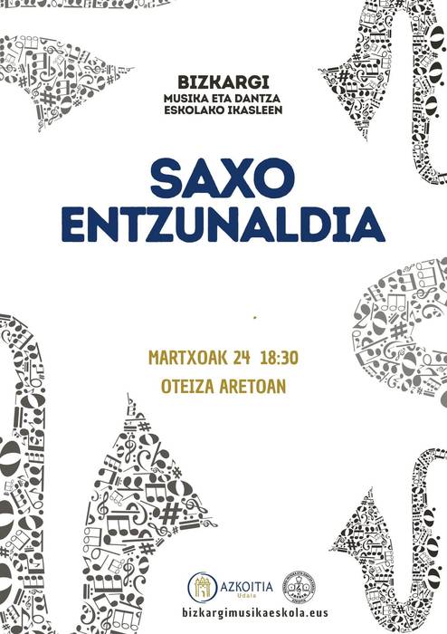 Emanaldia: Bizkargi musika eskolako ikasleen saxofoi entzunaldia