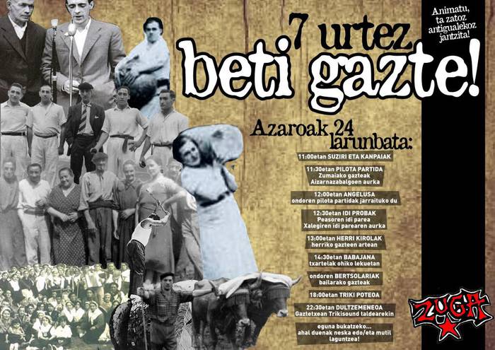 Gazte asanbladaren urtemuga ospatuko dute bihar, ‘Zazpi urtez beti gazte! lelopean