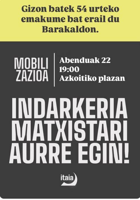 Elkarretaratzea: 'Indarkeria matxistari aurre egin!'