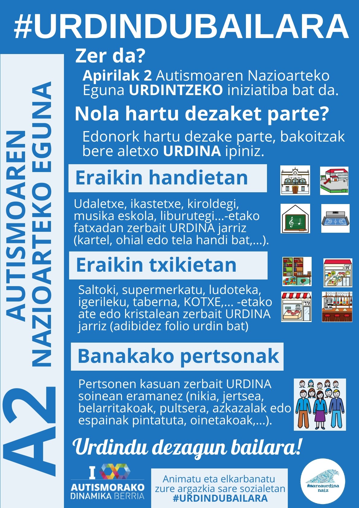 Nazioarteko Autismoaren Egunean, #URDINDUBAILARA