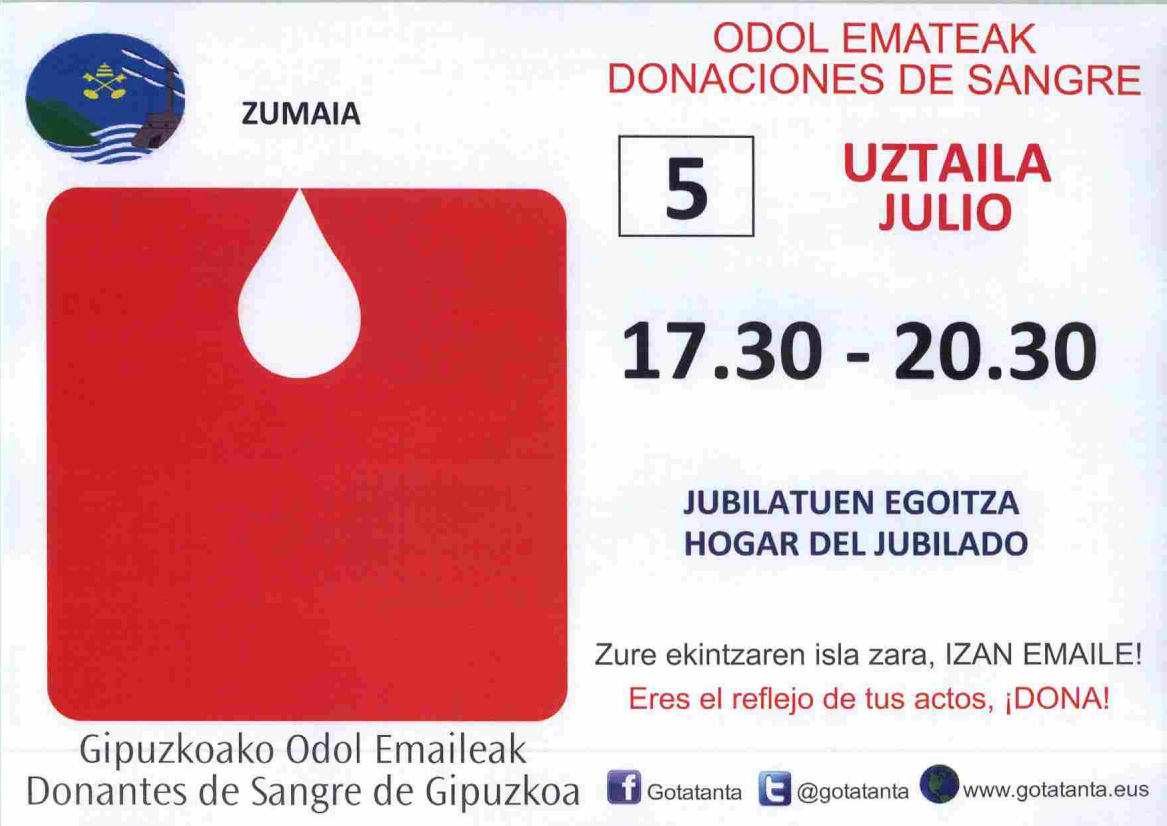 Uztailaren 5an odol emaileak Zumaian