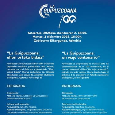 Ekitaldia: La Guipuzcoana autobus etxearen mendeurreneko ekitaldia