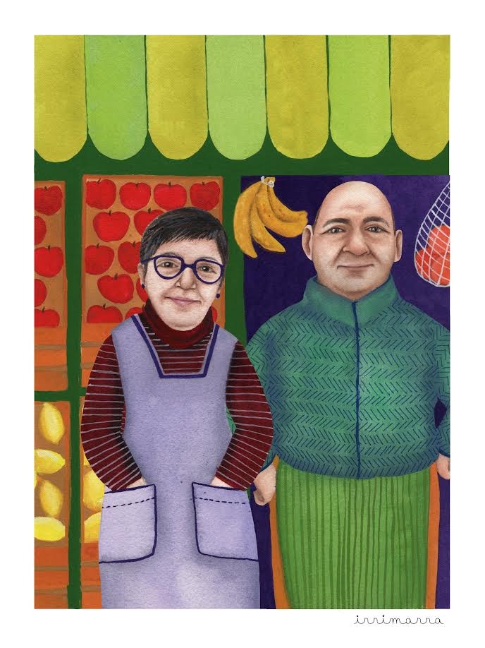 Nieves eta Jose Alvarez Chorro, frutari, eta ez fruta saltzaile