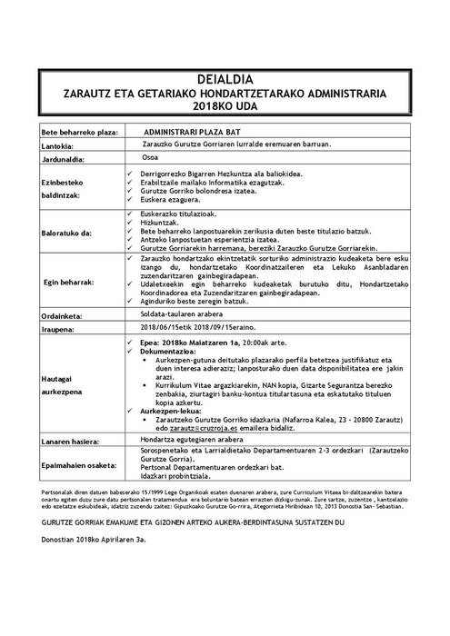 Administraria behar du Gurutze Gorriak Zarautz eta Getariako hodartzetarako