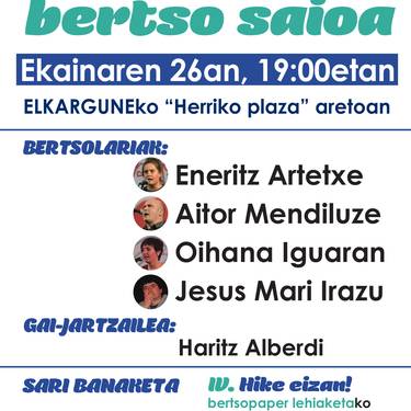 V. Hika bertso saioa eta IV. Hike eizan! Bertsopaper Lehiaketako sari banaketa