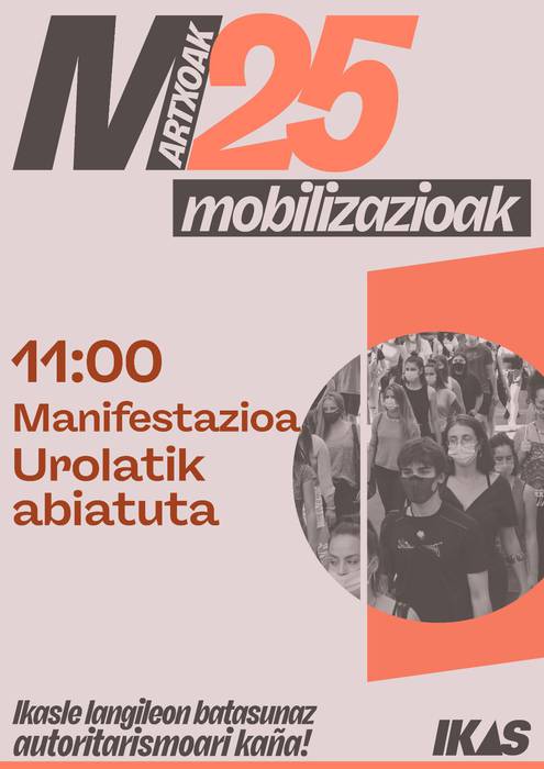 Manifestazioa 'Ikasle langileon batasunaz autoritarismoari kaña!' lelopean
