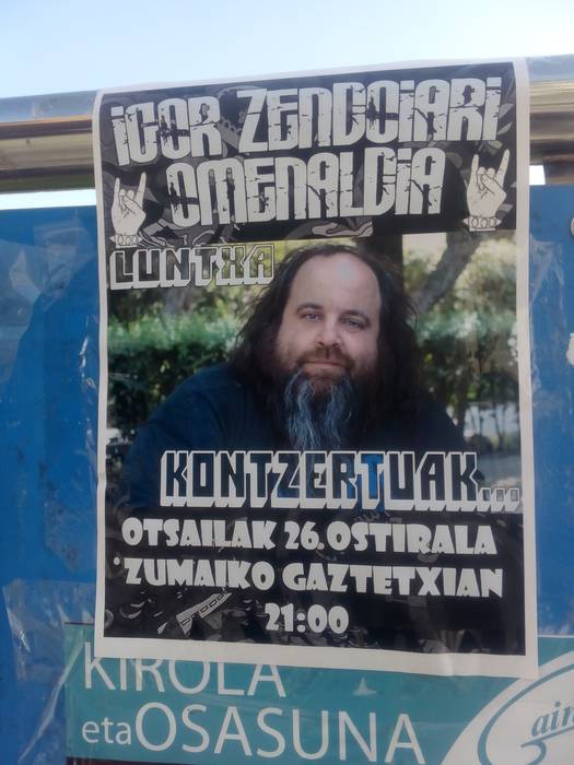 Igor Zendoiaren omenezko kontzertua egingo da ostiralean Gaztetxean