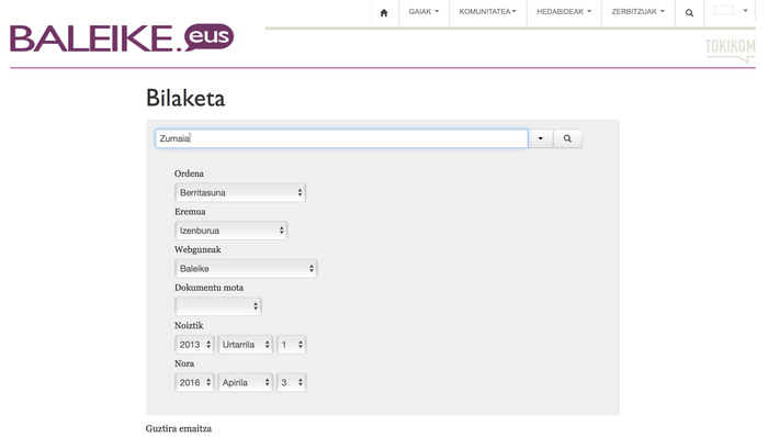 Bilatzaile berria du Baleike.eus-ek