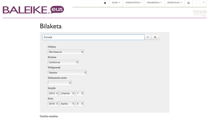Bilatzaile berria du Baleike.eus-ek