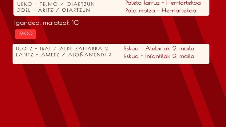 Aste honetako pilota partidak