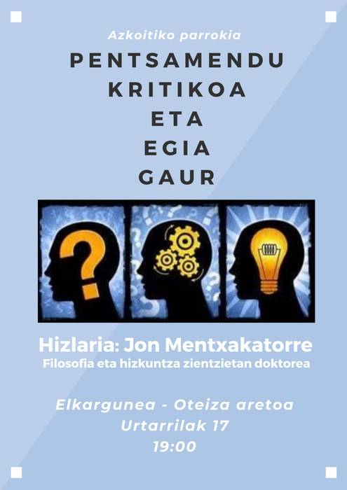 'Pentsamendu kritikoa eta egia gaur' hitzaldia