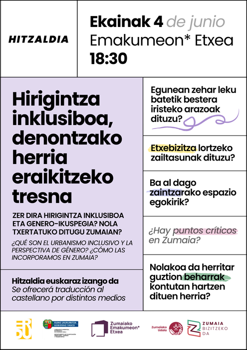 'Hirigintza inklusiboa, denontzako herria eraikitzeko tresna' hitzaldia