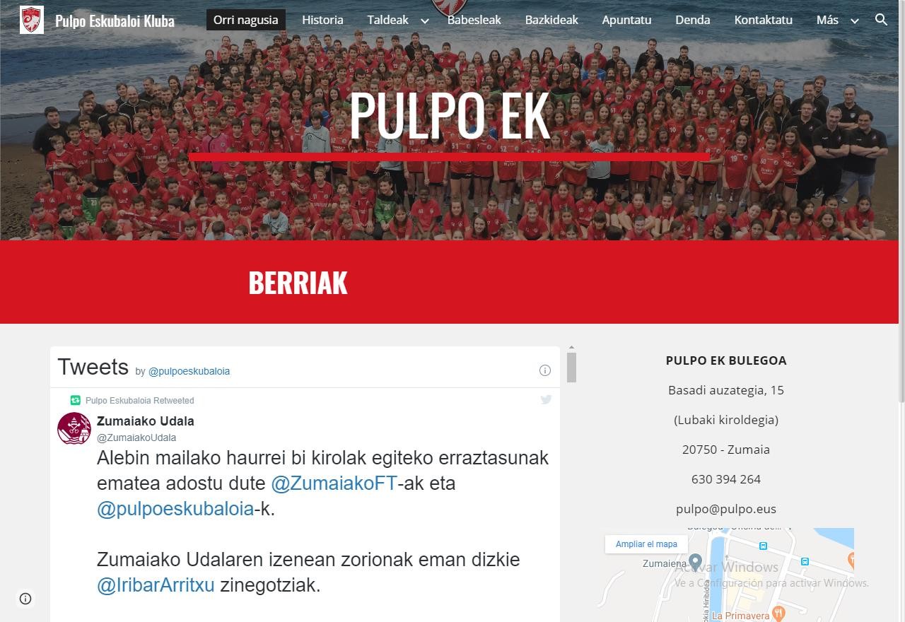 PULPO eskubaloiak web orri berria estreinatu du