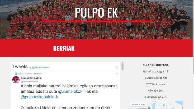 PULPO eskubaloiak web orri berria estreinatu du