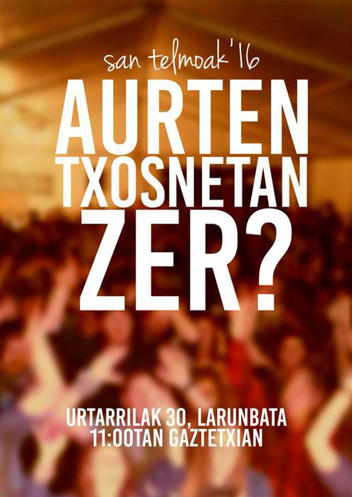 Santelmotako txosnen egitaraua prestatzeko bilera egingo da larunbatean