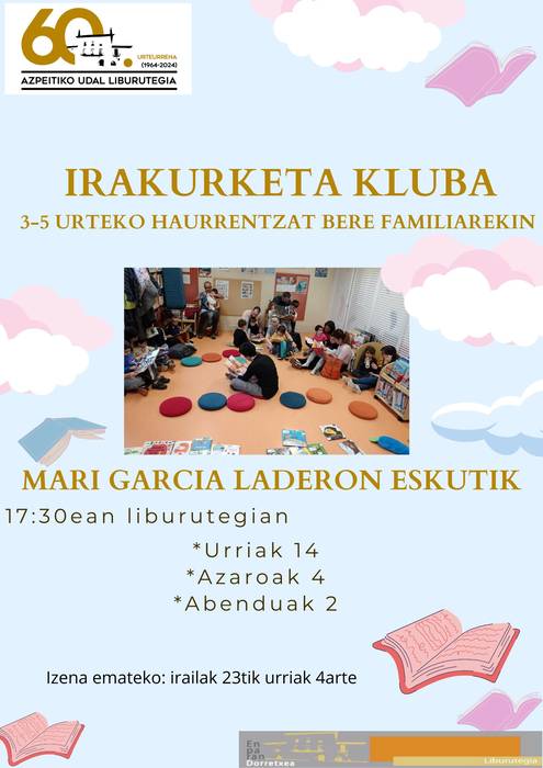 Irakurketa kluba 3-5 urteko haurrentzat bere familiarekin.