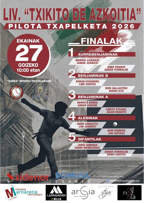 Finalak: 54. Txikito Azkoitia pilota txapelketa