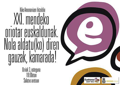 Kike Amonarrizek hitzaldia emango du ostegun honetan Orion