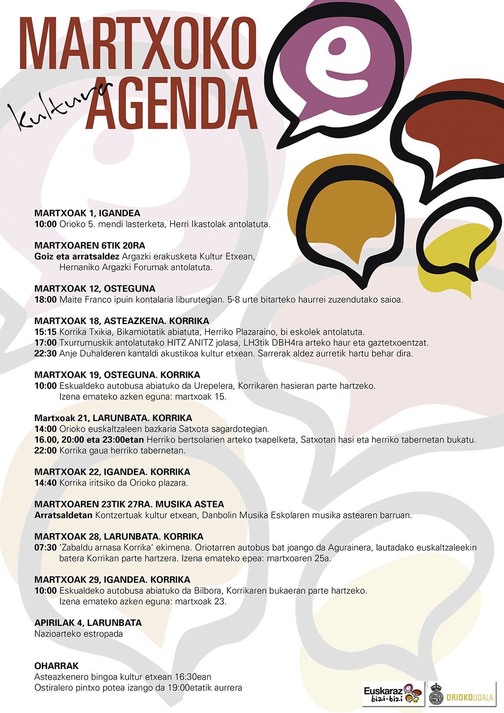 Kartelak: Martxoko kultur agenda