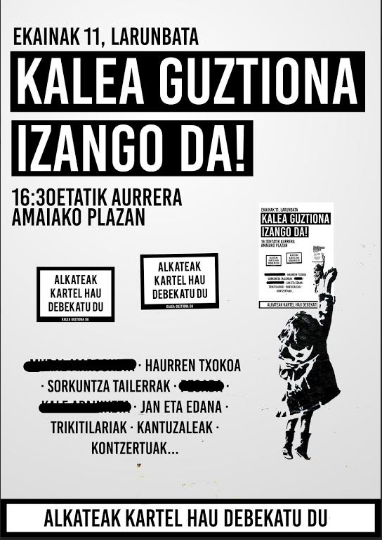 Inposaketarik ez, politika zaharra lurpera! Larunbatean kalea guztiona izango da