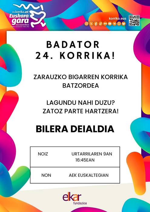 Bilera: Korrika antolatzeko bilera