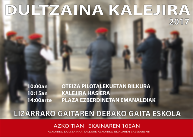 Dultzaineroek kalejira egingo dute larunbatean, Azkoitian