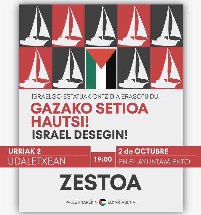 Elkarretaratzea: 'Gazako setioa hautsi! Israel desegin!', Palestinarekin Elkartasunak deituta