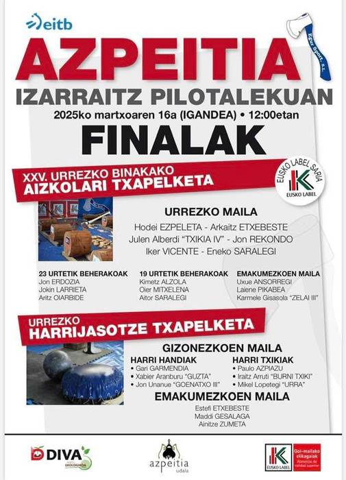 Urrezko Binakako Aizkolari eta Urrezko Harri-jasotze txapelketan finalak