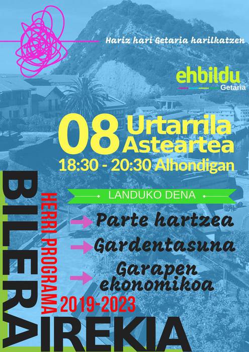 Getariako EH Bilduk bilera deitu du herri programa osatzeko