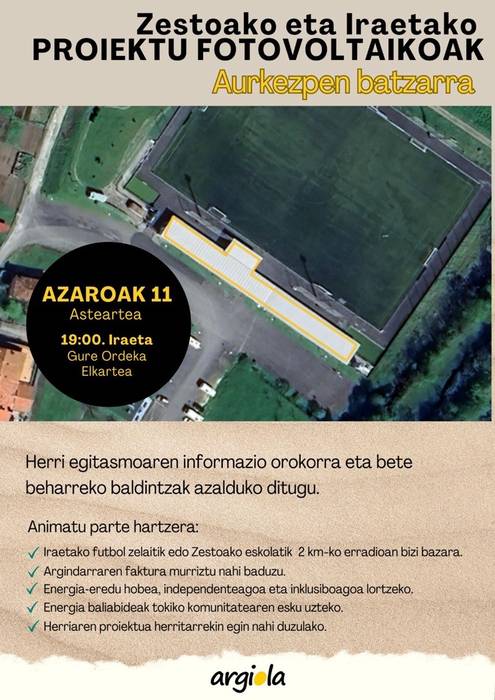 Aurkezpena: Zestoako eta Iraetako proiektu fotovoltaikoak