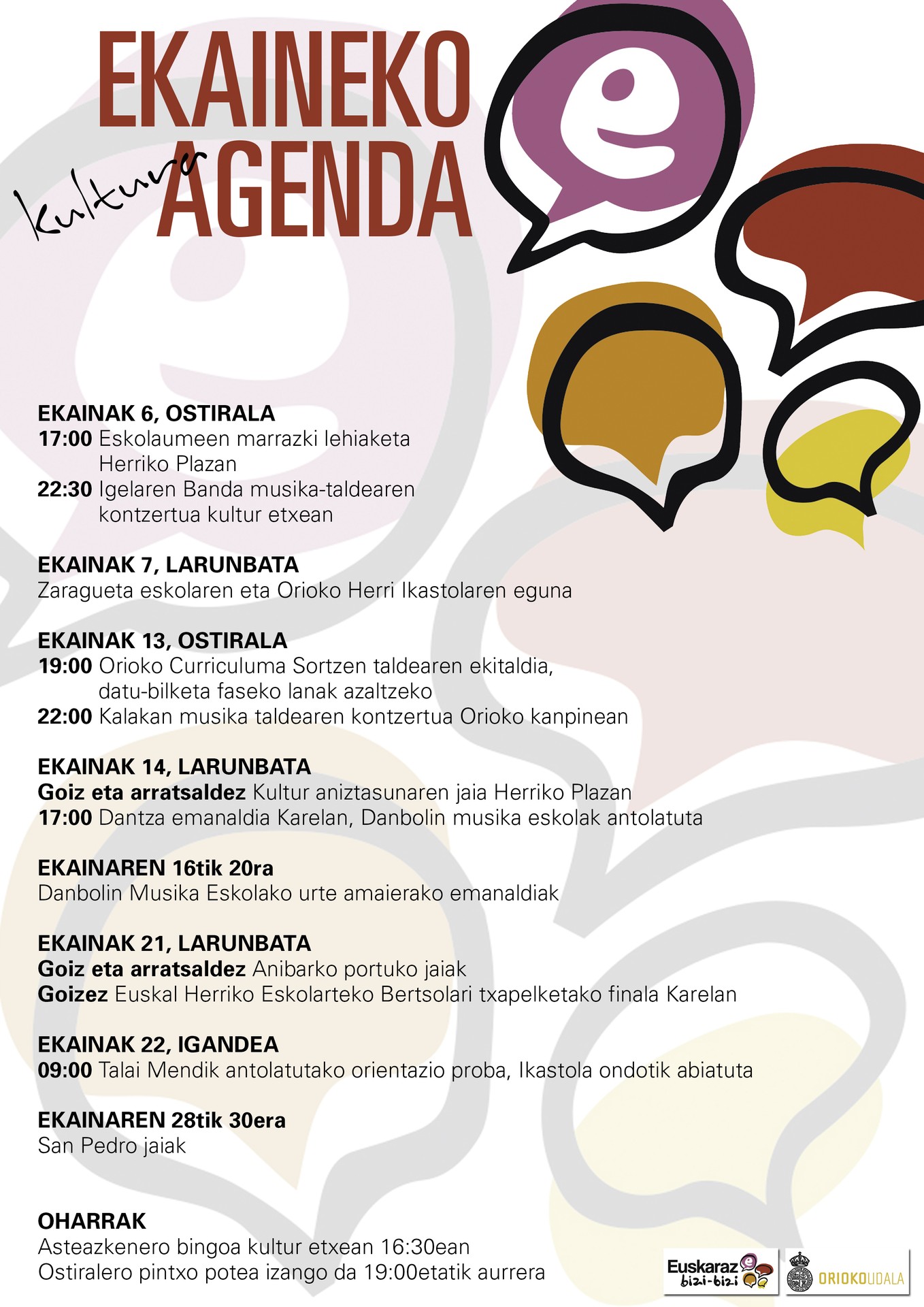 Hona hemen ekaineko kultur agenda