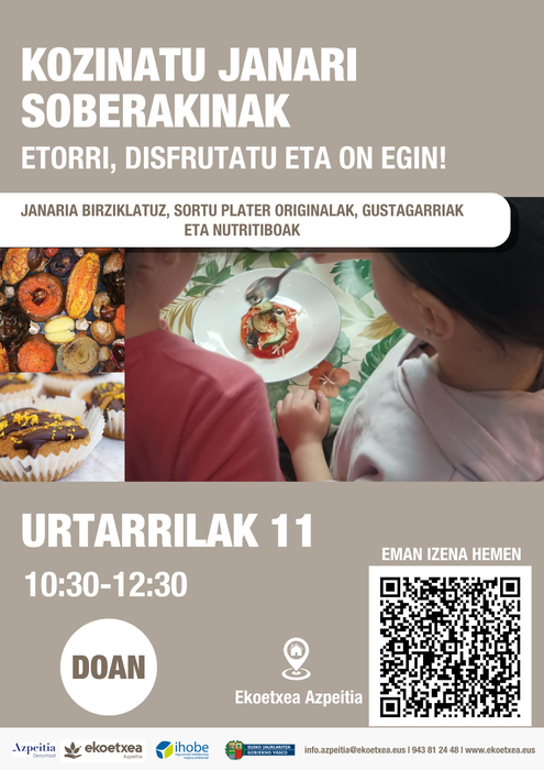 Tailerra: 'Kozinatu janari soberakinak'