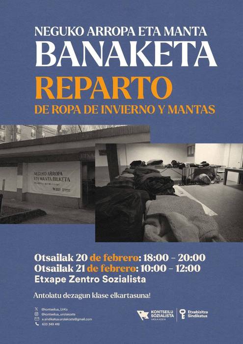 Neguko arropa eta manta banaketa