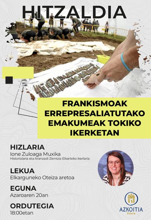 Hitzaldia: 'Frankismoak errepresaliatutako emakumeak tokiko ikerketan'