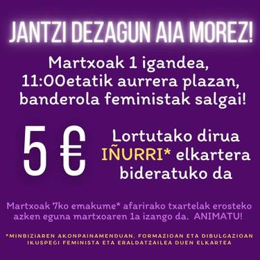 Martxoaren 8ko banderola moreen salmenta