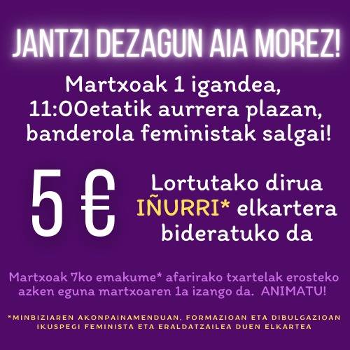 Martxoaren 8ko banderola moreen salmenta