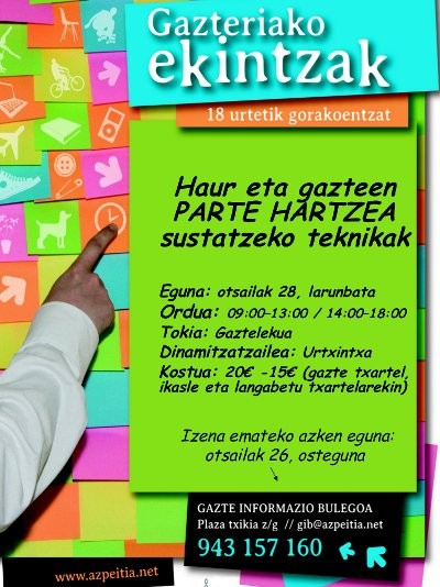Haur eta gazteen parte-hartzea sustatzeko tekniken inguruko ikastaroa izango da otsailearen 28an