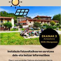 Batzarra: Instalazio fotovoltaikoaren saretzeaz