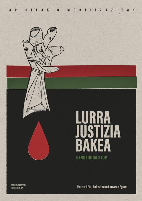 Elkarretaratzea: 'Lurra, justizia, bakea. Genozidioa stop'